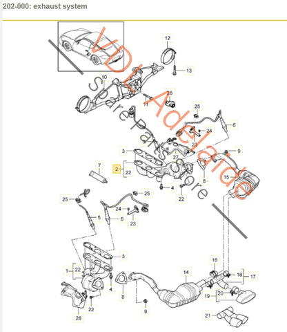 Porsche Cayman R 3.4L Catalytic Converter Exhaust Manifold cyl 1-3 98711310233