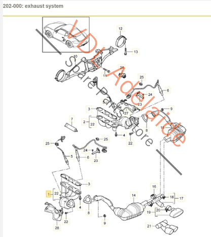 Porsche Cayman R 3.4L Catalytic Converter Exhaust Manifold cyl 4-6 98711310133