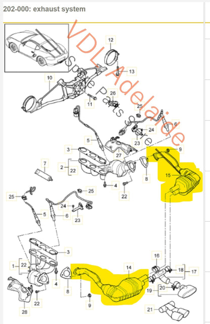 Porsche Cayman R 987.2 Variable Valve Exhaust Silencer Muffler Set