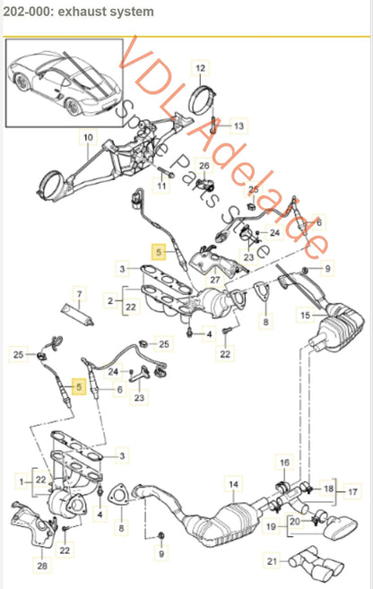 Porsche Cayman Boxster Lambda Probe Oxygen Exhaust Sensor Pre Cat Upstream 9A160612301