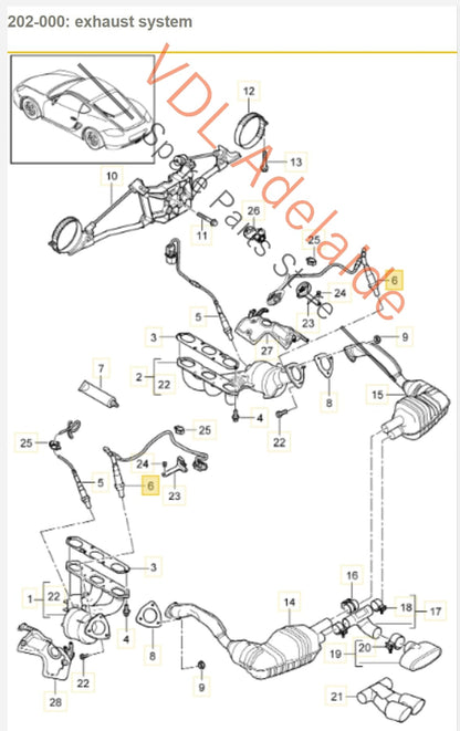 Porsche Cayman Boxster Lambda Probe Oxygen Exhaust Sensor After Cat Down stream 9A160612400