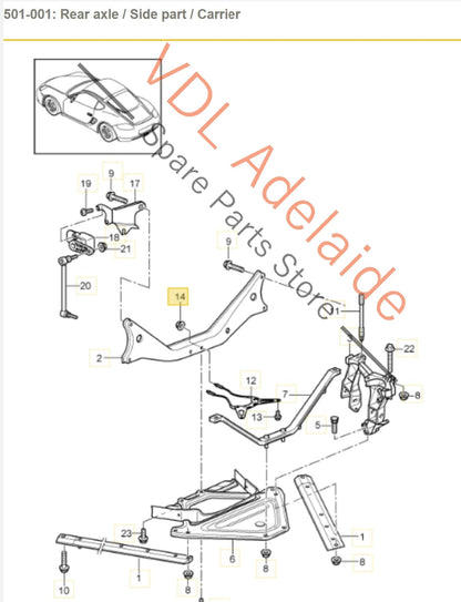 Porsche Cayman Boxster Rear Suspension Crossmember Subframe 98633107111