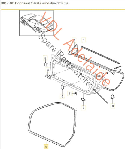 Porsche Cayman Door Seal Left Side 98753707504