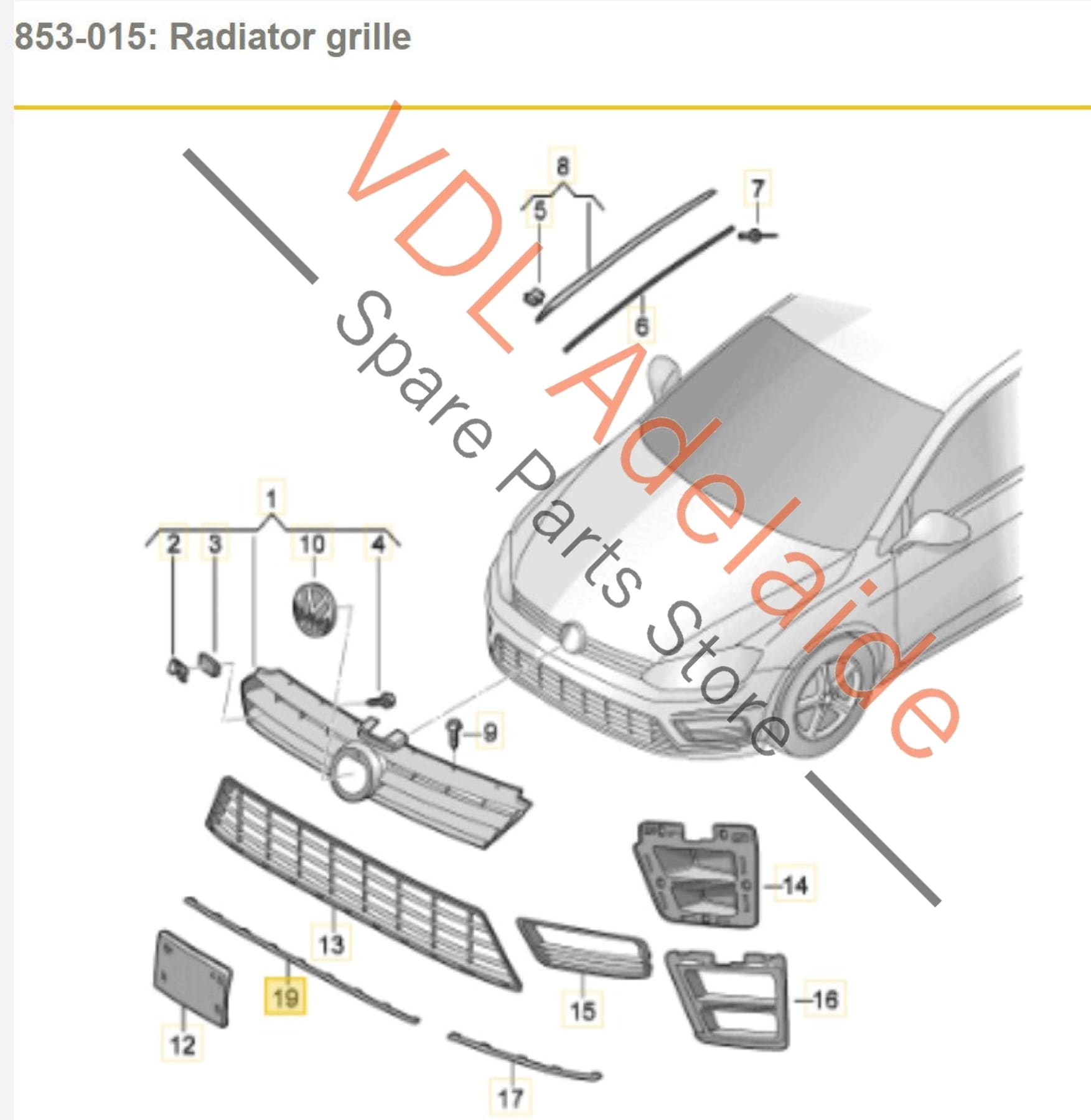 VW Golf R MK7 Front Bumper Lower Chrome Aluminium Trim Centre 5G0853765