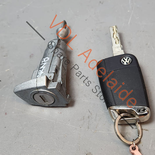 VW Golf MK7 Door Lock Barrel & Matching Key for RHD 107837168CL