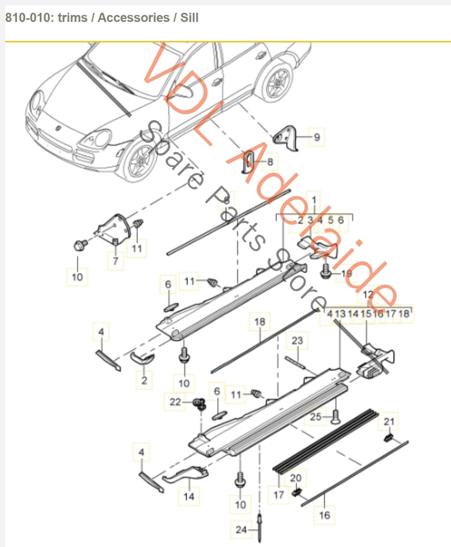 Genuine OEM Porsche Cayenne 9PA 955 957 Running Board Sidestep Footboard Set Left & Right