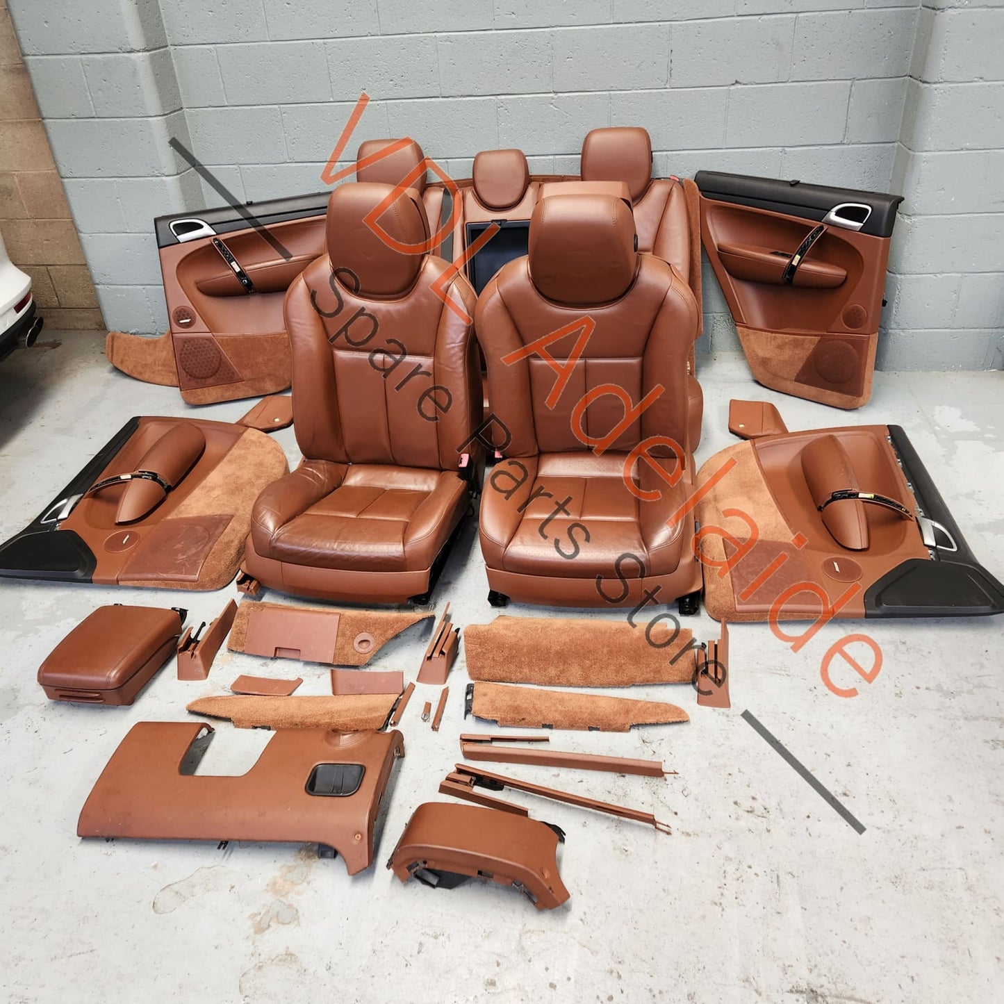 Porsche Cayenne 9PA 955 957 Turbo Natural Leather Interior Trim Set Seats & Door Cards Chestnut Brown