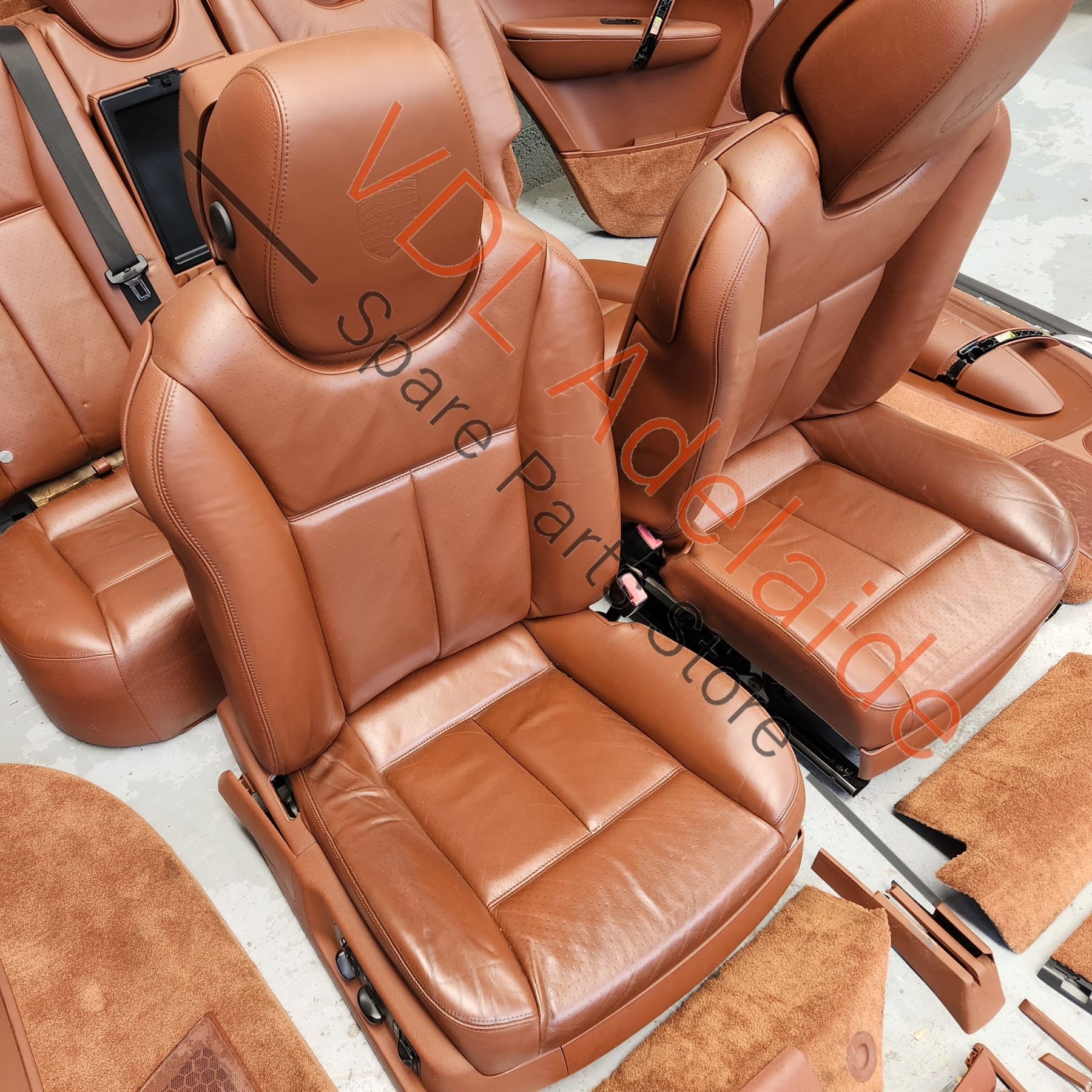 Porsche Cayenne 9PA 955 957 Turbo Natural Leather Interior Trim Set Seats & Door Cards Chestnut Brown