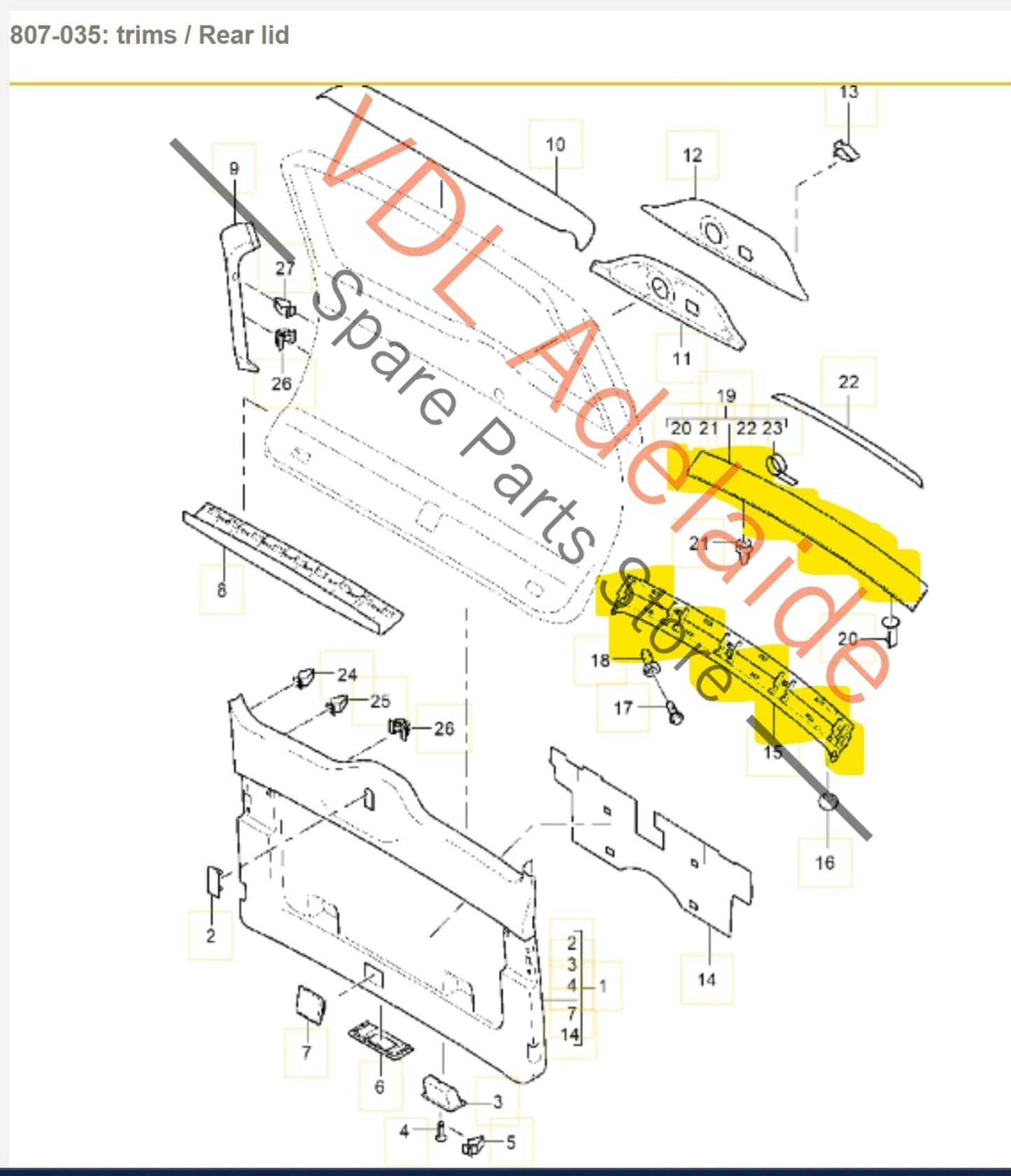 Porsche Cayenne 9PA 955 957 Rear Hatch Trunk Boot Lid Exterior Trim Molding w backing bracket