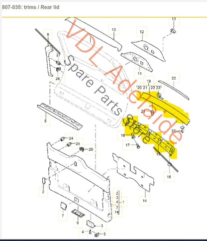 Porsche Cayenne 9PA 955 957 Rear Hatch Trunk Boot Lid Exterior Trim Molding w backing bracket