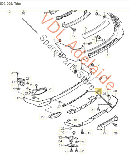 Porsche Cayenne 9PA 955 957 Turbo Rear Bumper Spoiler Stainless Steel Cover Trim Middle 95550583400