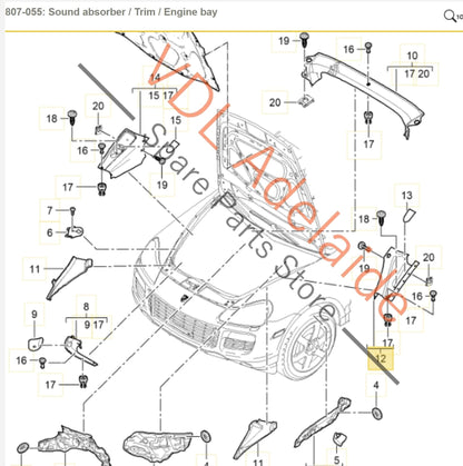 Porsche Cayenne 9PA 955 957 Engine Bay Compartment Trim Left Rear 95550450301