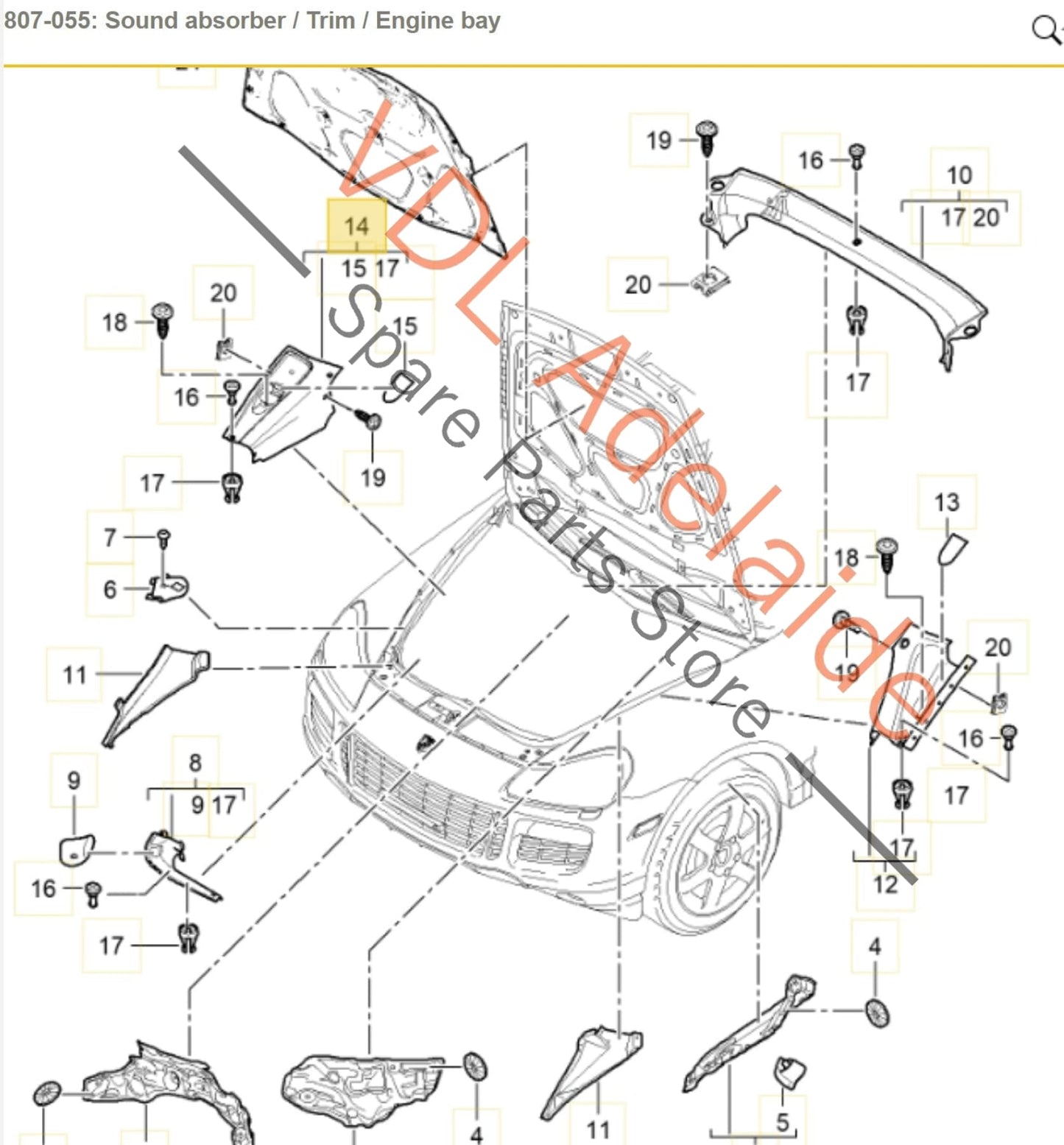 Porsche Cayenne 9PA 955 957 Engine Bay Compartment Trim Right Rear 95550444402