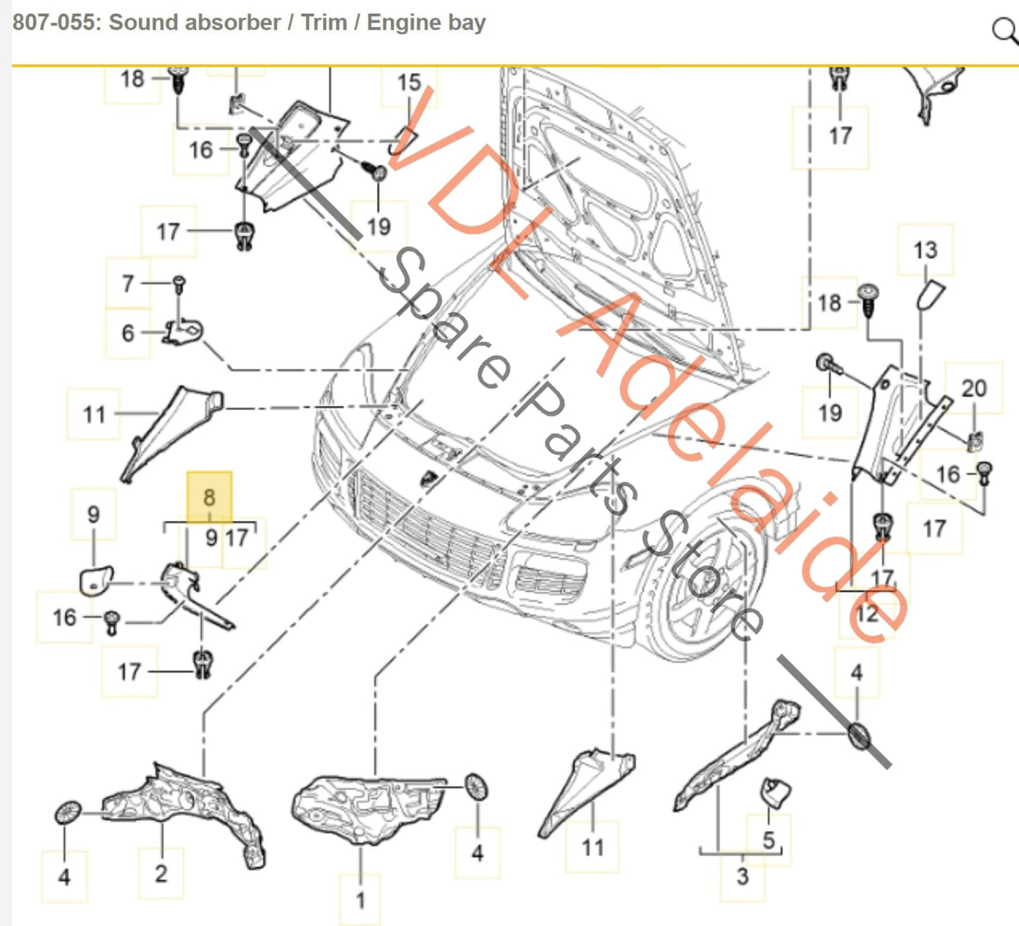 Porsche Cayenne 9PA 955 957 Engine Bay Compartment Trim Left Front 95550428500