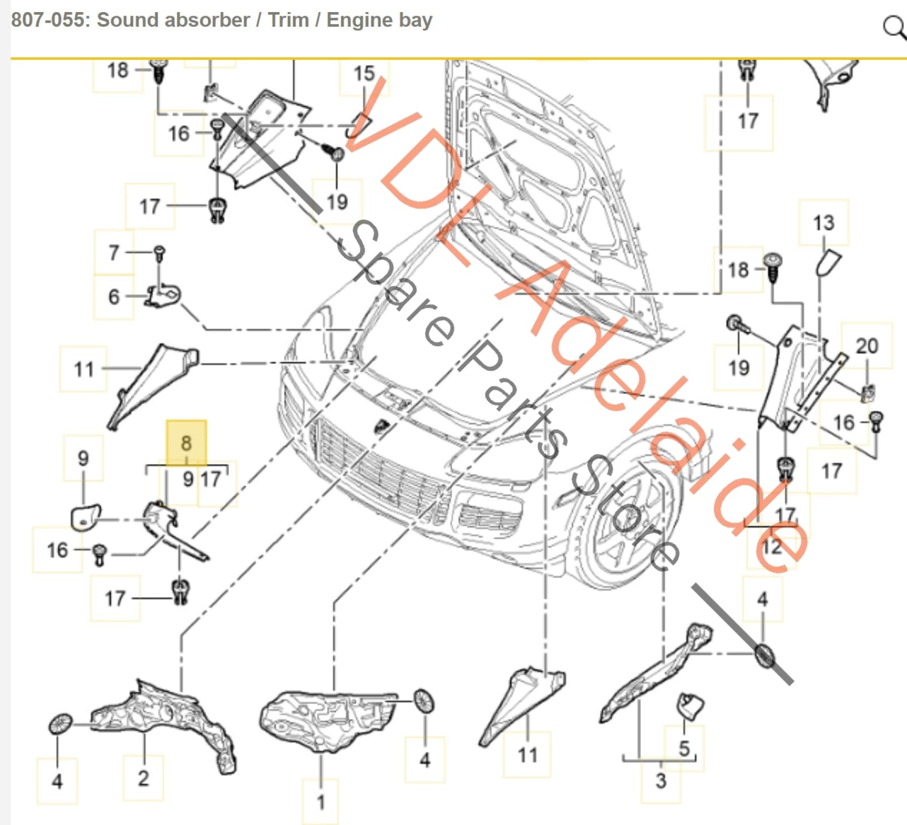 Porsche Cayenne 9PA 955 957 Engine Bay Compartment Trim Right Front 95550428600