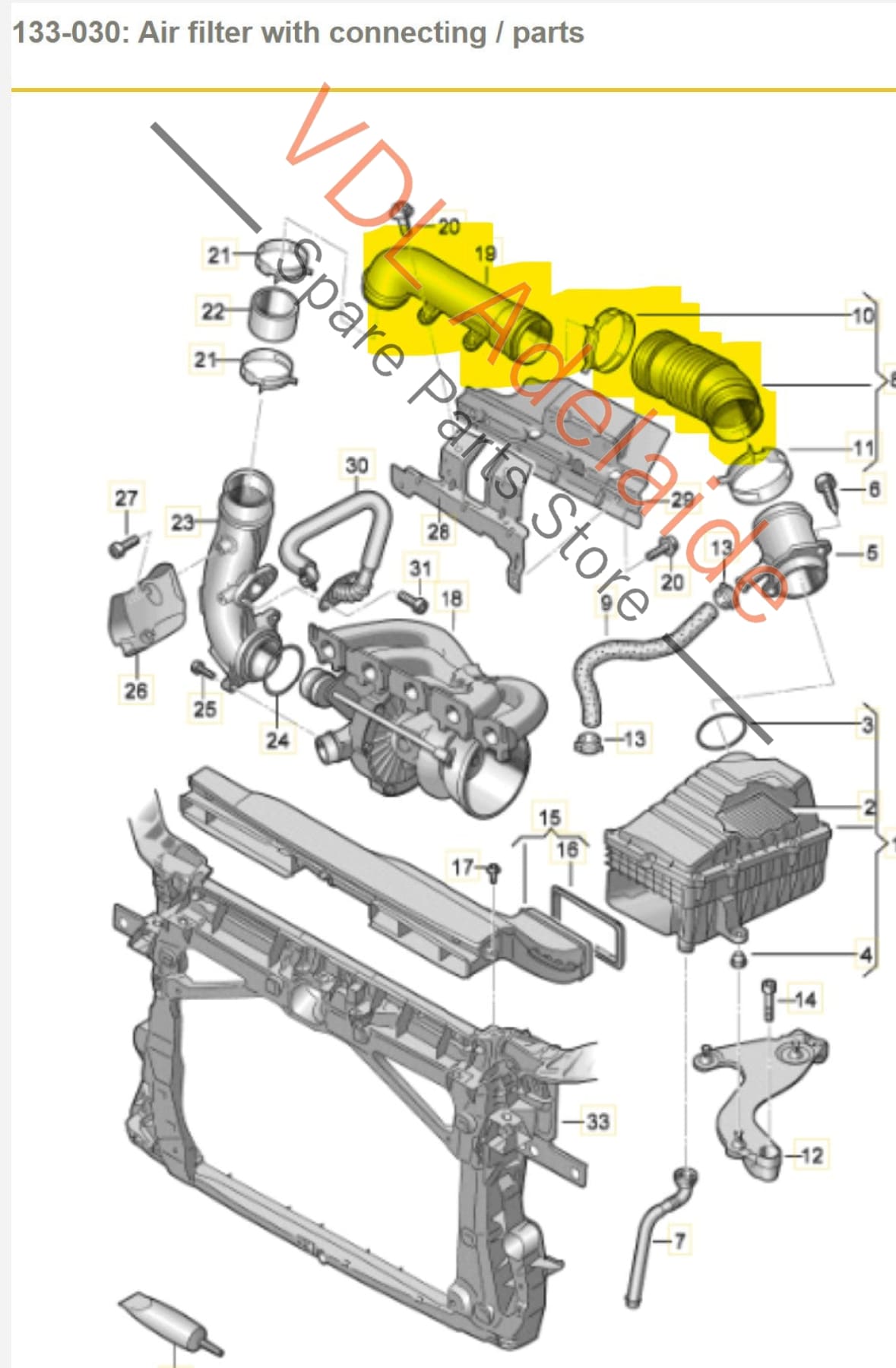 Audi RS3 8V Air Filter Connecting Pipe Hose from Air filter 8V0129624 8V0129624