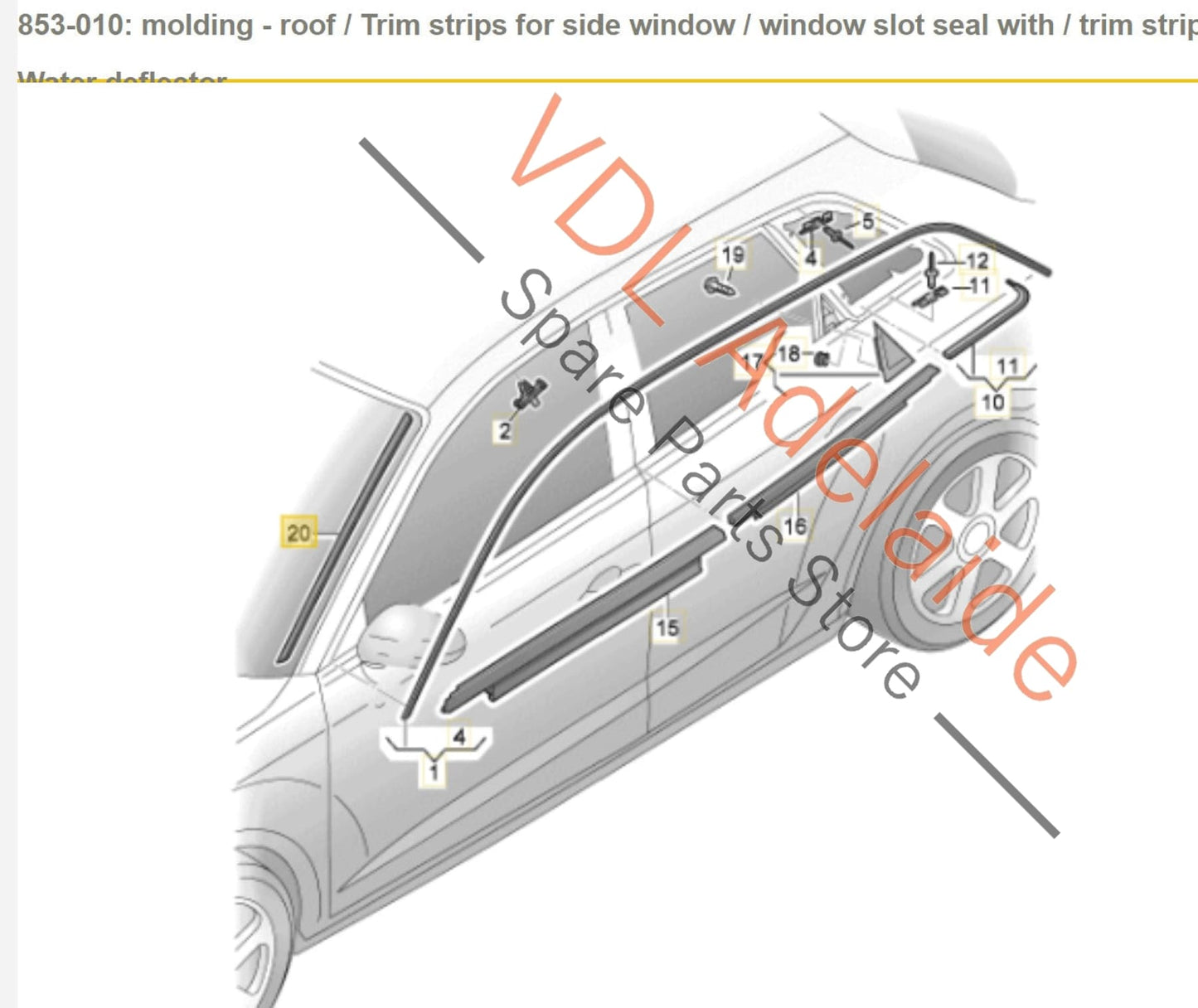 Audi A3 S3 RS3 Sportback Windscreen Exterior Deflector Strip Trim Left 8V3854327C 8V3854327C