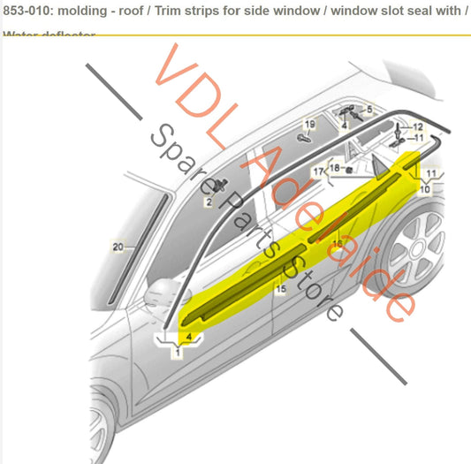 Audi A3 S3 RS3 Exterior Lower Door Window Molding Set Silver Aluminium Matt 8V4853283B