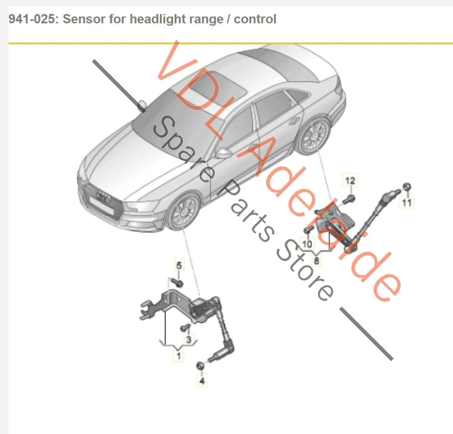 Audi A4 B9 A5 F5 Front Left Suspension Level Sensor 8W0941285E 8W09412 –  VDL Adelaide Spare Parts Store