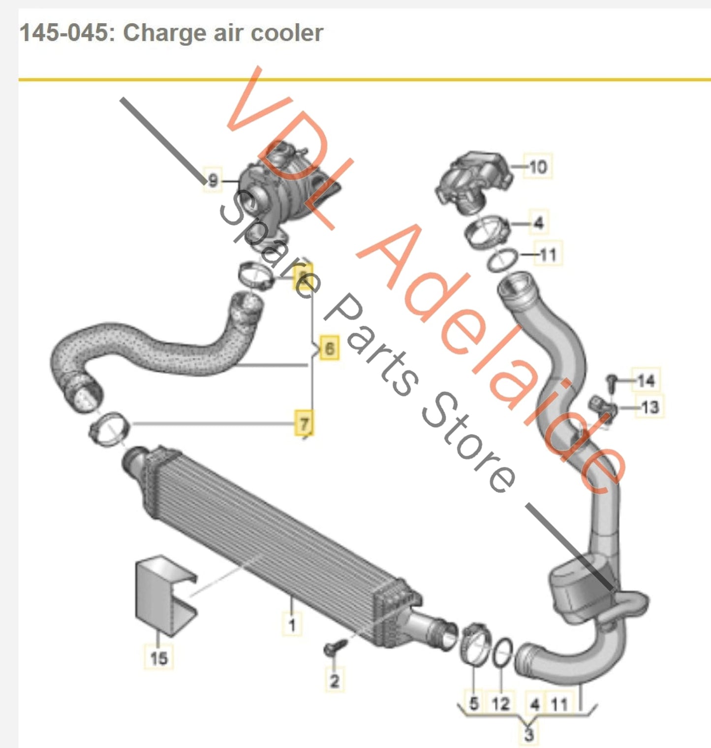 Audi A4 B9 A5 F5 Right Side Intercooler Pressure Hose 8W0145738F 8W0145738F