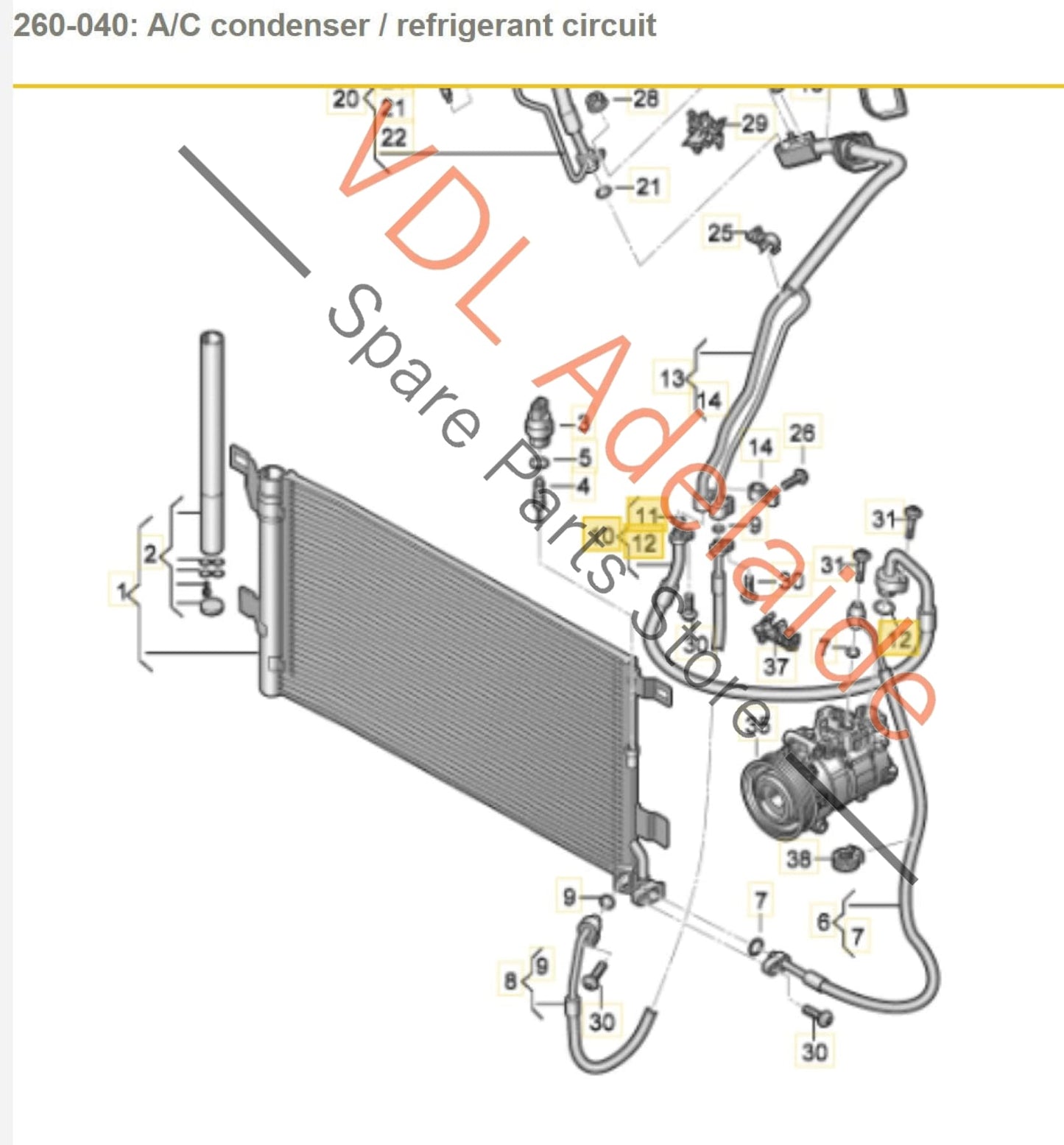 Audi A4 B9 A5 F5 AC Air Conditioning Gas Refrigerant Hose Line Suction 8W0816743BP 8W0816743BP