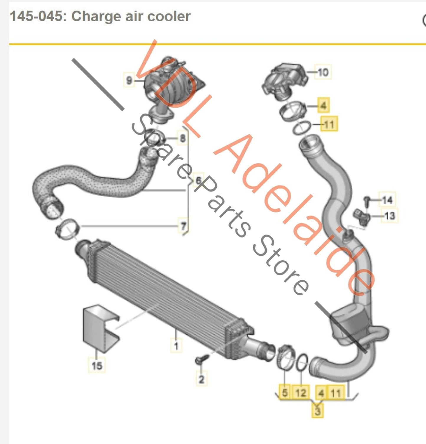 Audi A4 B9 A5 F5 Intercooler Pressure Pipe Left Side 8W0145673L 8W0145673L