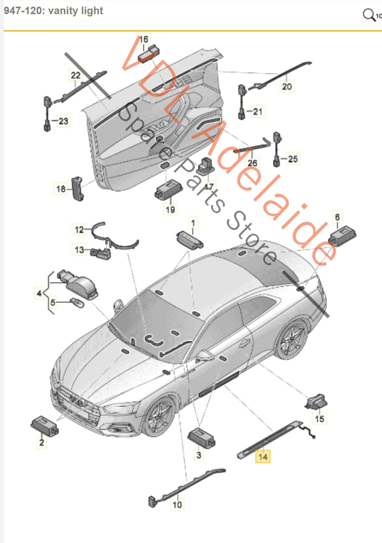 Pair of Audi A5 F5 S-Line Illuminated Door Sill Trim Strips Scuff Plates for Coupe 8W6947418A9B9