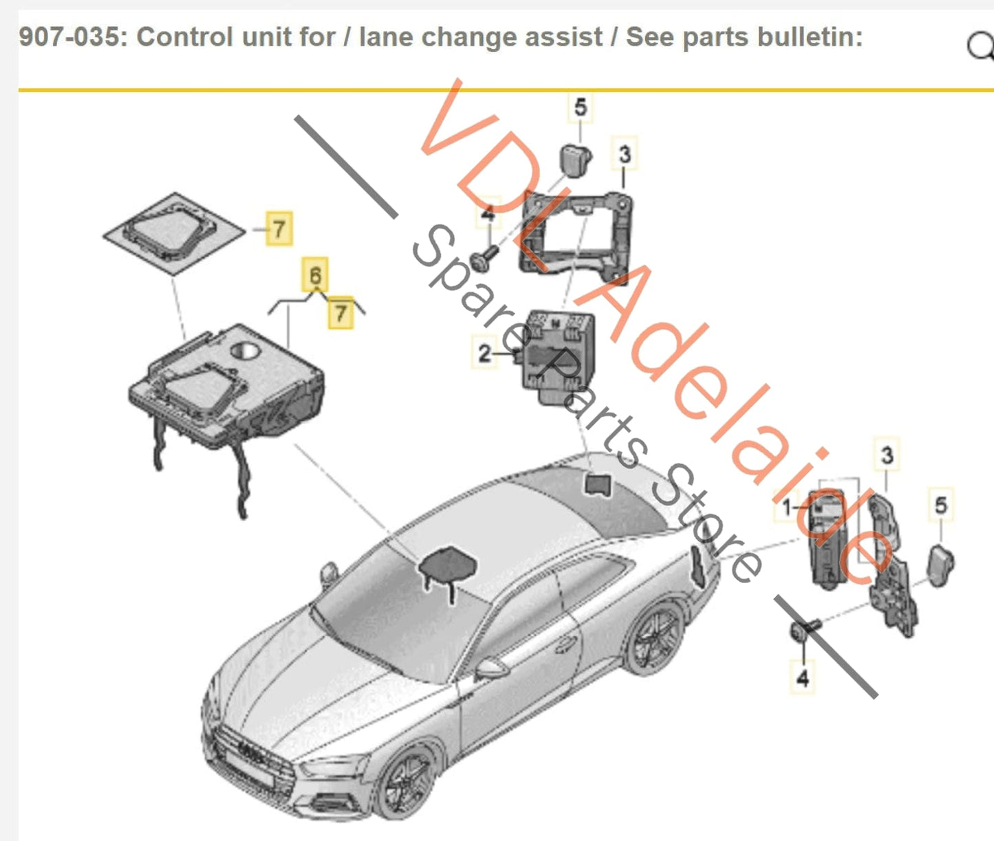 Audi A5 F5 Windscreen Mounted Camera for Driving Aid 8W6907217A