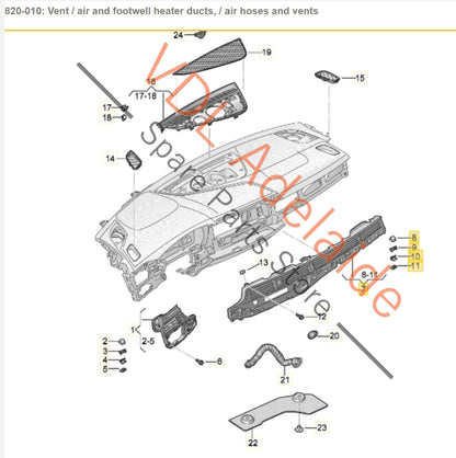 Audi A5 F5 Centre Dashboard Air Vent for RHD 8W2820901C 8W2820901C