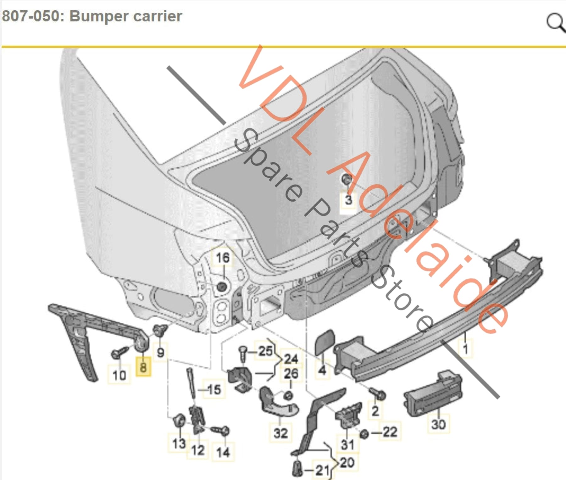 Audi A5 F5 Right Rear Bumper Bracket 8W6807454 8W6807454