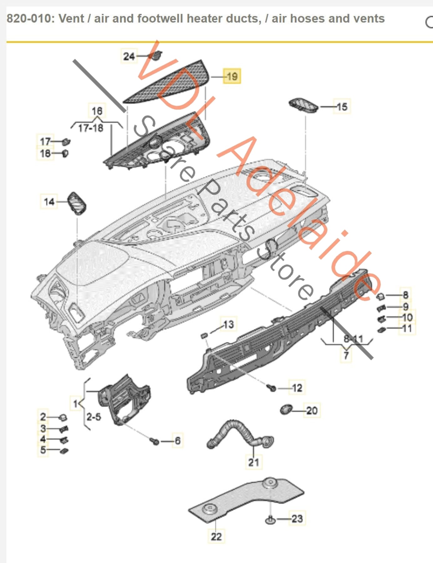 8W2819636, 8W2819636B6PS, , ,  Audi A5 F5 Centre Dashboard Speaker Vent Grille Interior Trim RHD 8W2819636