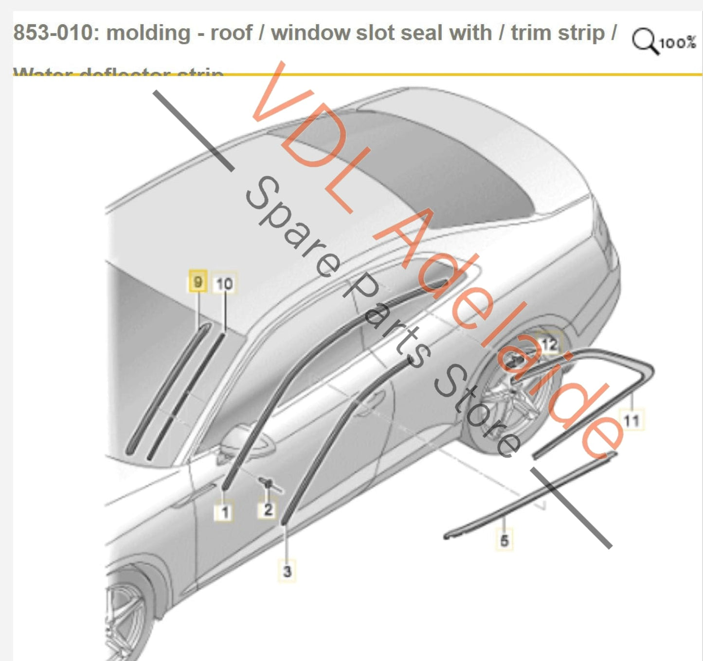 Audi A5 F5 Right Side Exterior Moulding Windscreen Deflector Trim 8W6854328B 8W6854328B