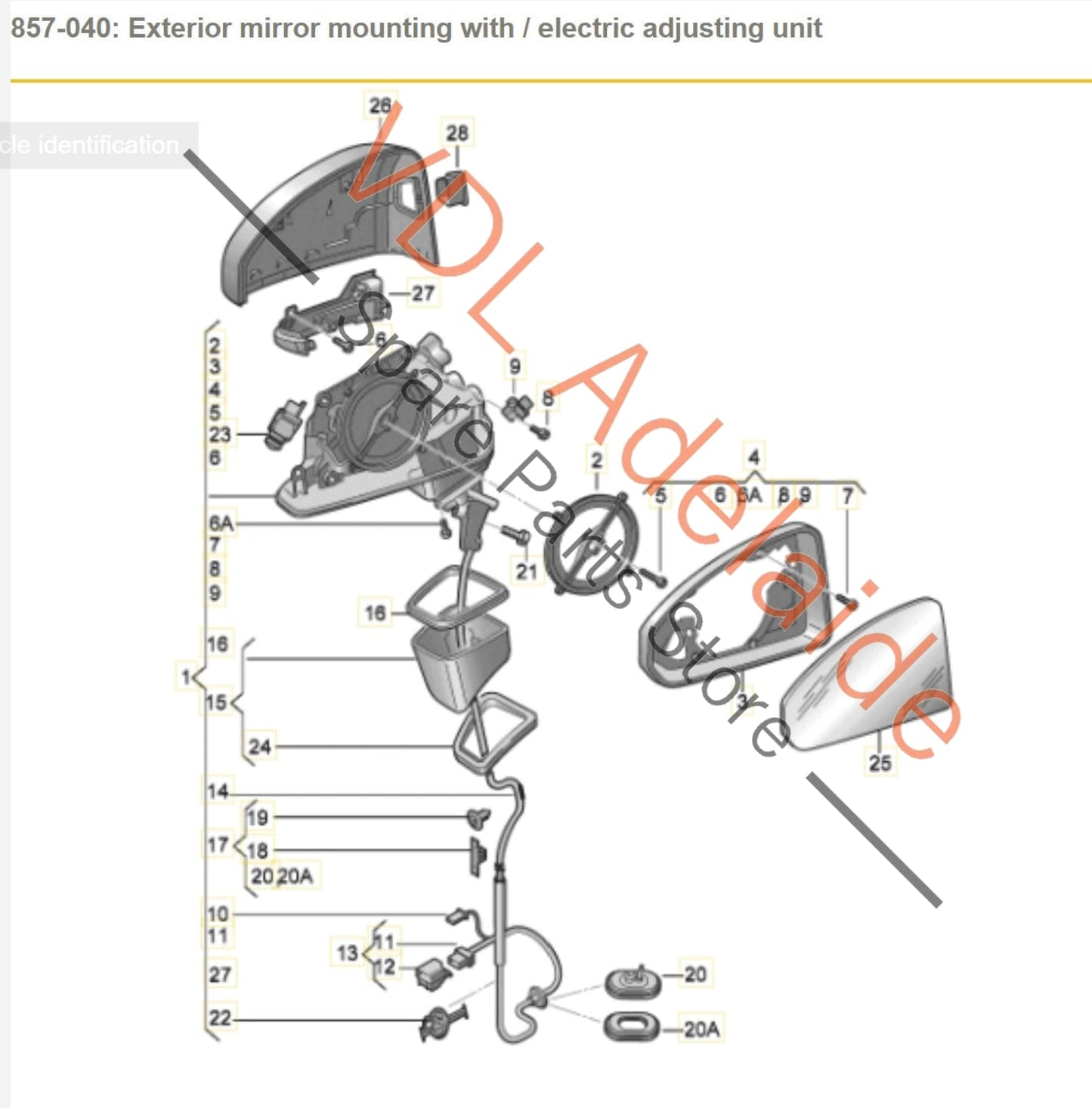 8W6857410BT, 8W0857536H, , ,  Audi A5 F5 Right Side Complete Exterior Wing Mirror Power Folding 8W6857410BT