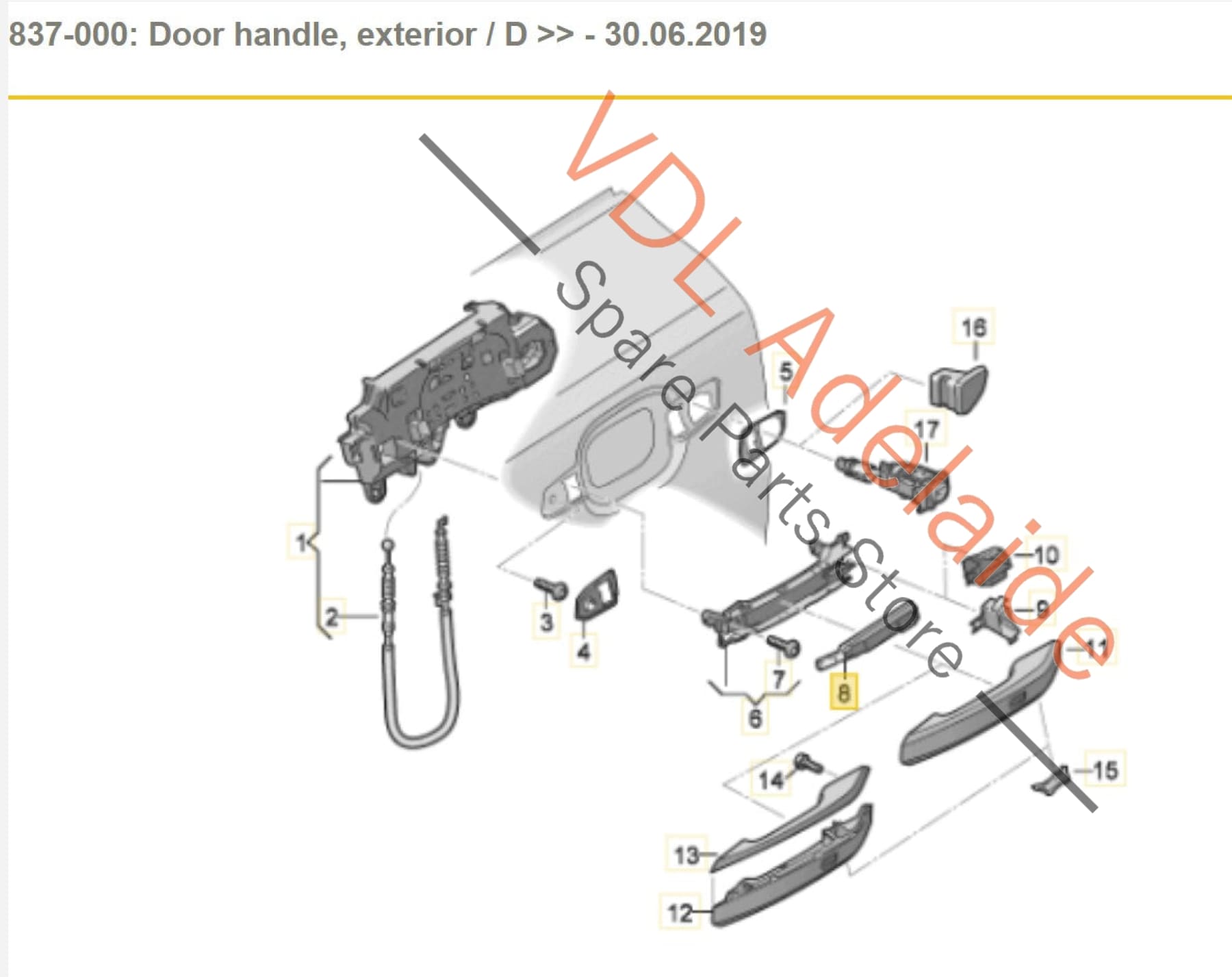 Audi A4 B9 A5 F5 Q5 Q7 Keyless Entry Sensor for Exterior Door Handle RHS Right 8W0927754 8W0927754