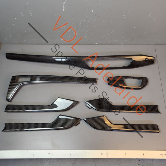 Genuine OEM Audi RS5 Complete Set of Interior High Gloss Carbon Trim Panels 7 Pieces for RHD 8W2853190AE6T3