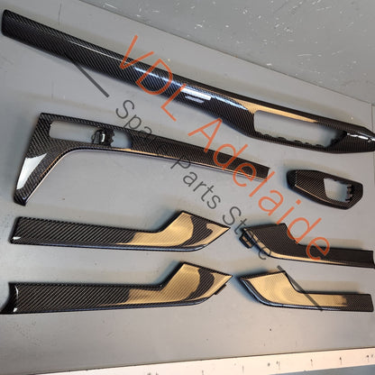 Genuine OEM Audi RS5 Complete Set of Interior High Gloss Carbon Trim Panels 7 Pieces for RHD 8W2853190AE6T3