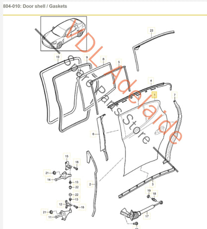 Genuine OEM Porsche Panamera 970 Rear Left Door Shell Panel 97053201100