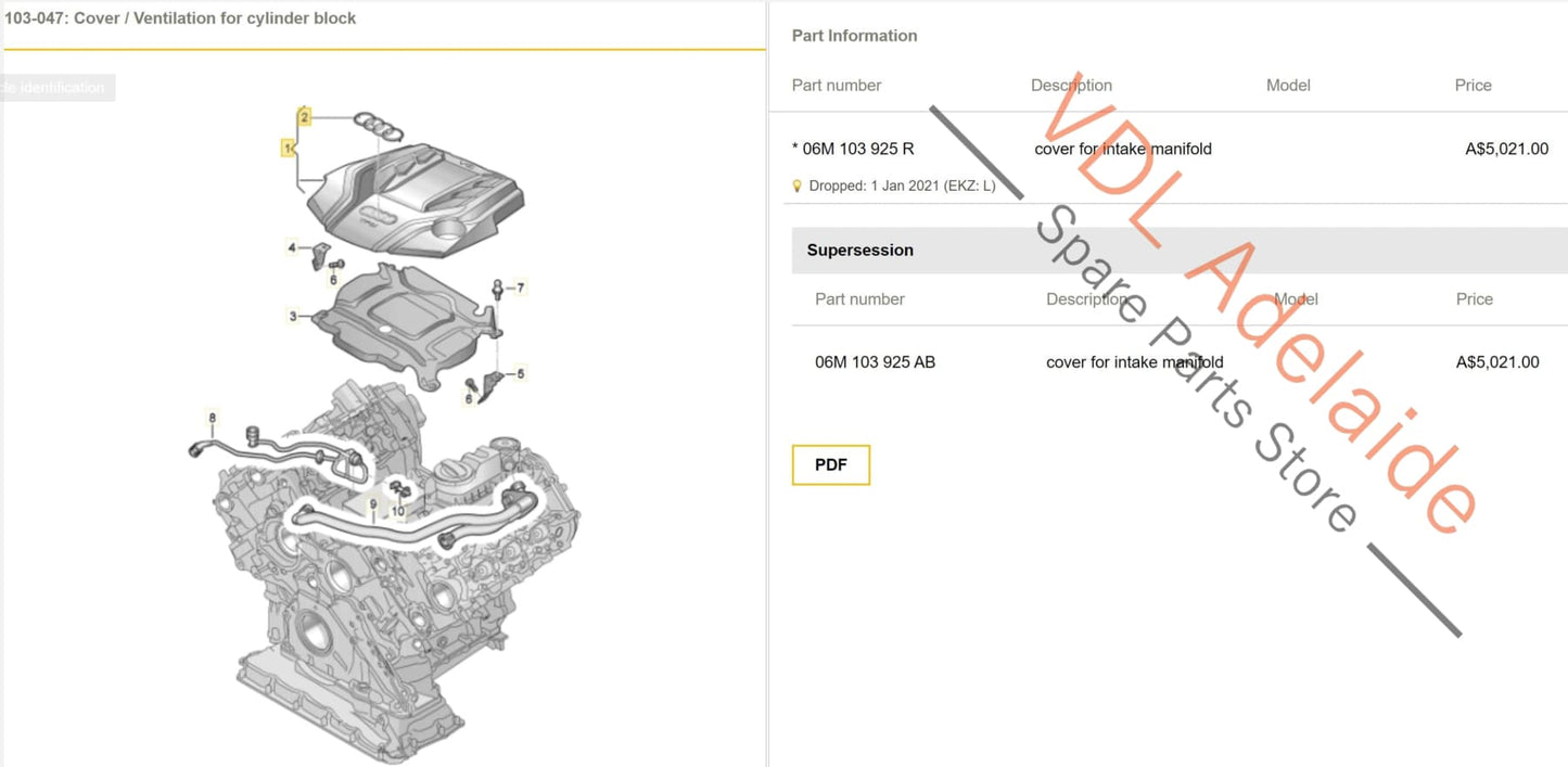 06M103925R Audi RS5 F5 B9 Genuine OEM Carbon Engine Cover 06M103925AB 06M103925R