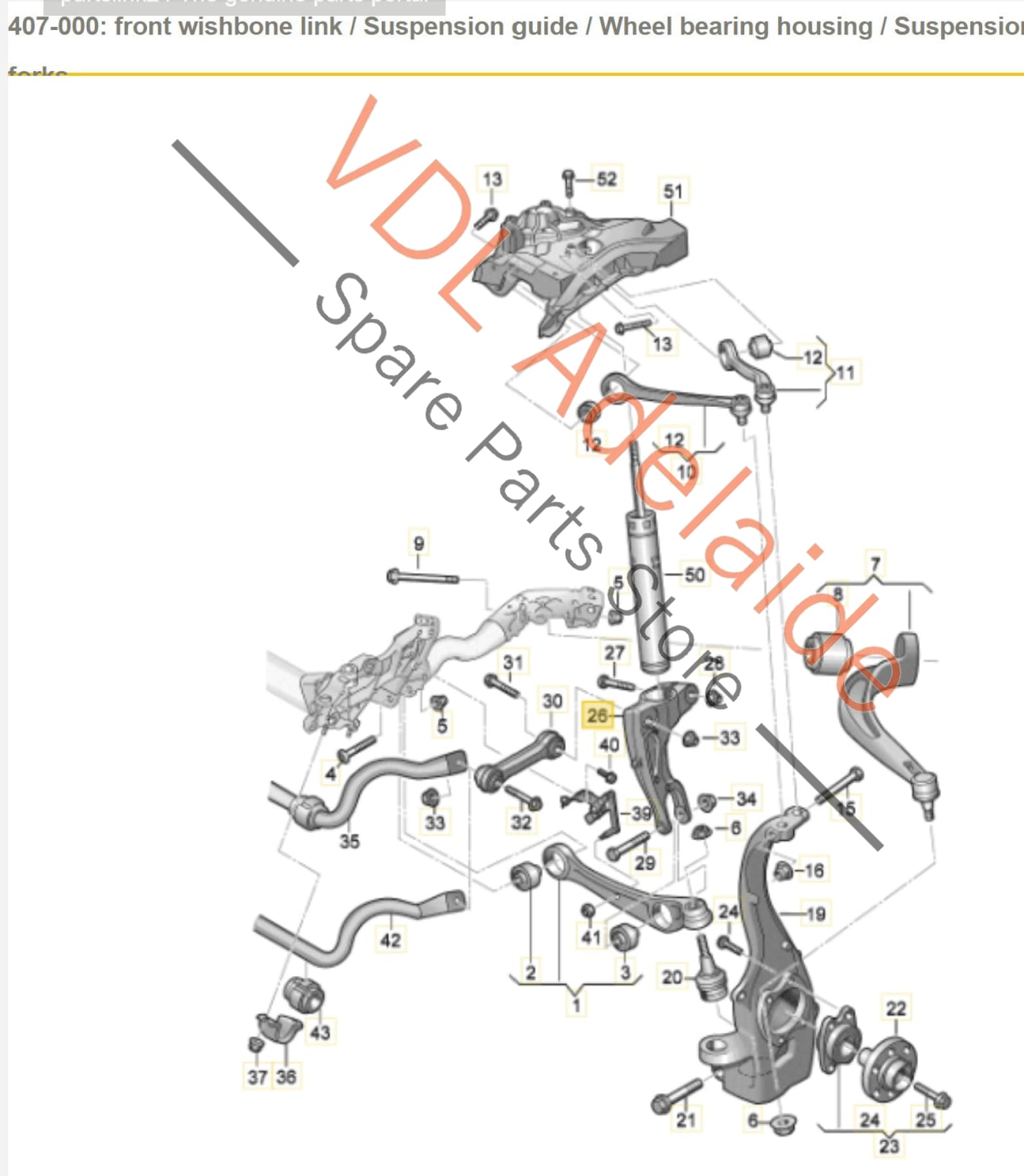 8W0413037H Audi RS5 F5 B9 Front Strut Suspension Fork Left 8W0413037H