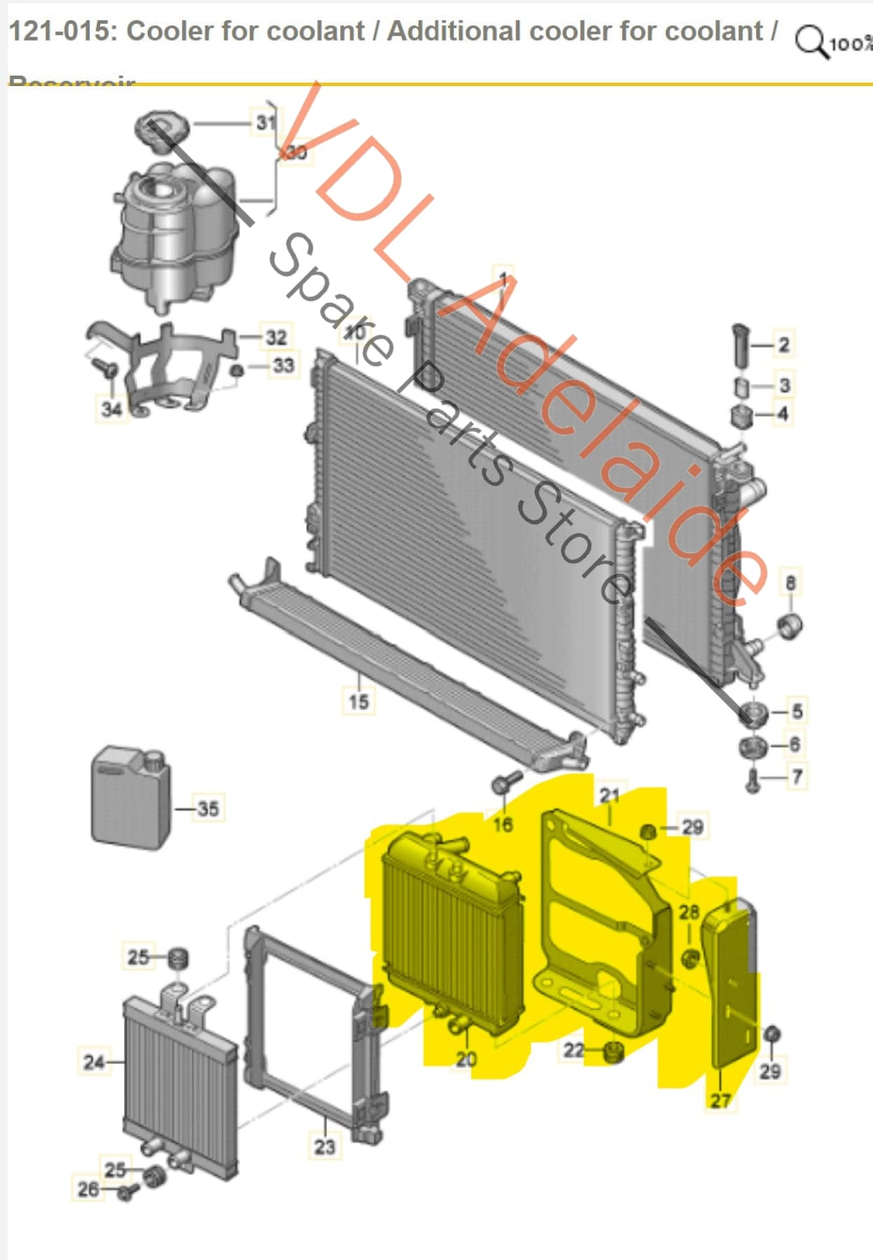 8W0121212F Audi RS5 F5 B9 Front Side Additional Radiator Cooler & Bracket 8W0121212F 8W0121262D