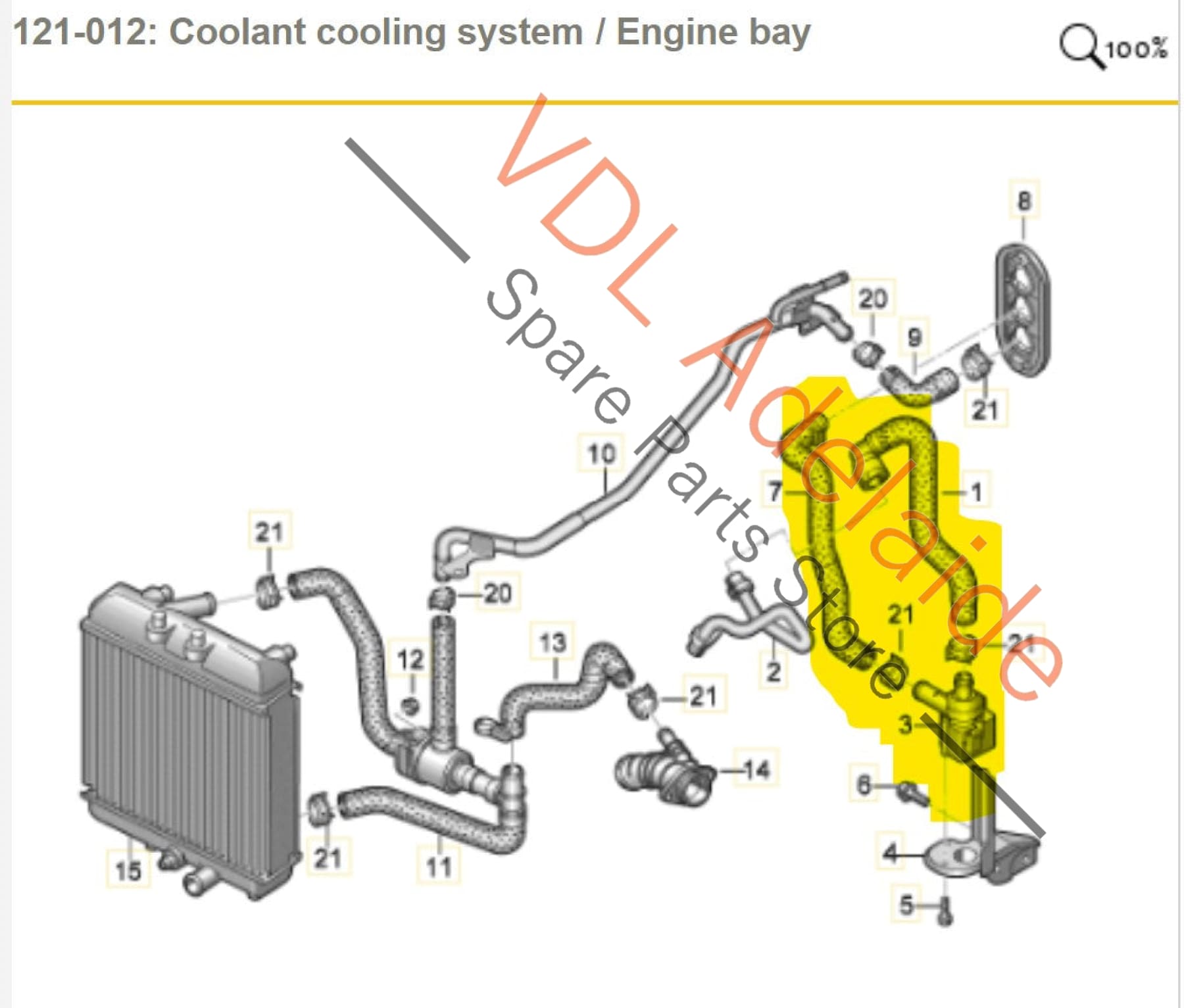 8W0819337D Audi RS5 F5 B9 Coolant Hose and Auxillary Pump 8W0819332AB 06H121601M 8W0819337D