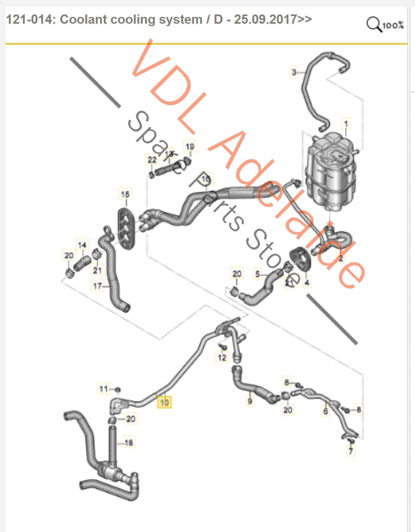 8W2819377C Audi RS5 F5 B9 Coolant Hose Pipe Line Aluminium 8W2819377C