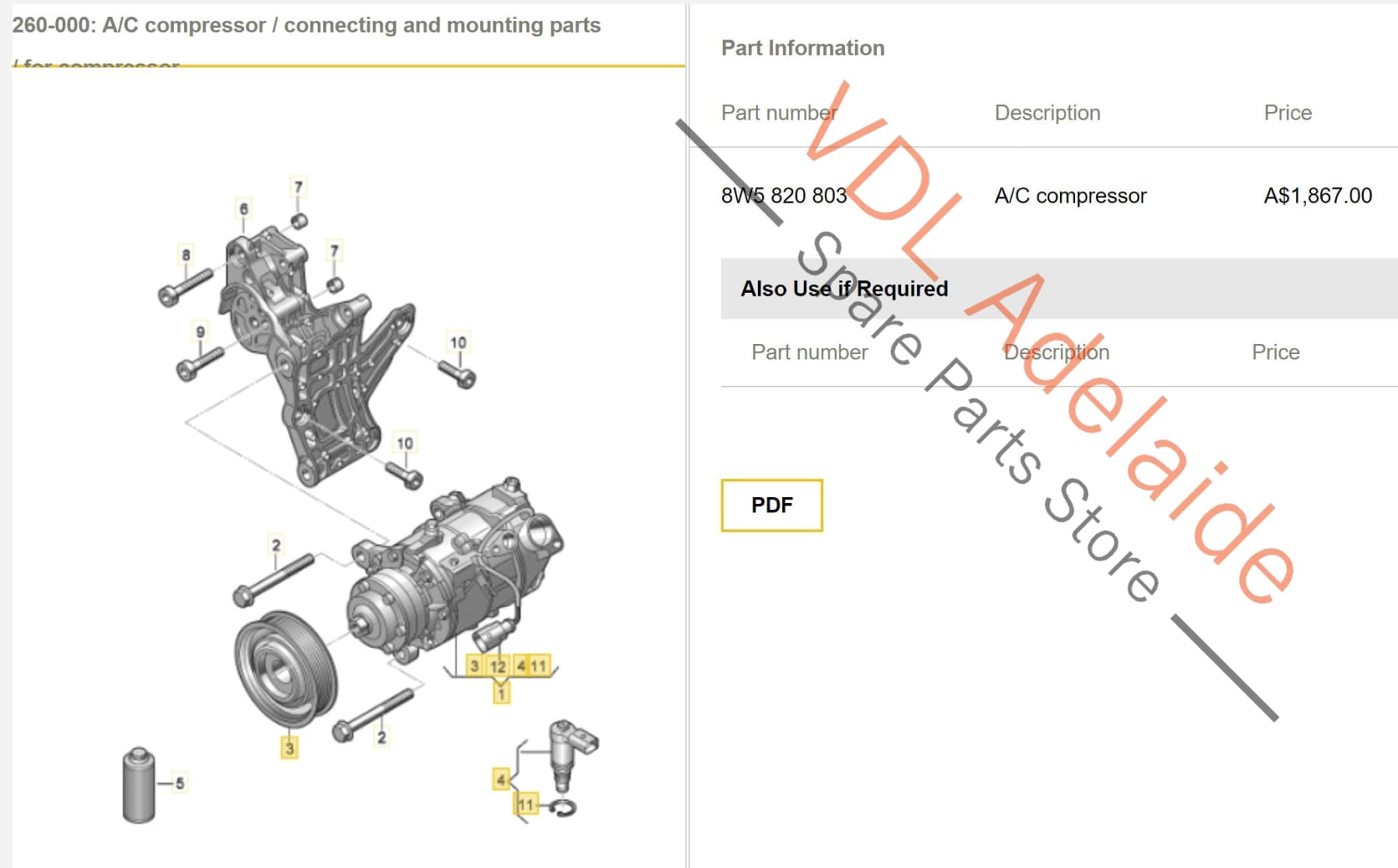 8W5820803 Audi RS4 RS5 F5 B9 AC Compressor Denso 8W5820803