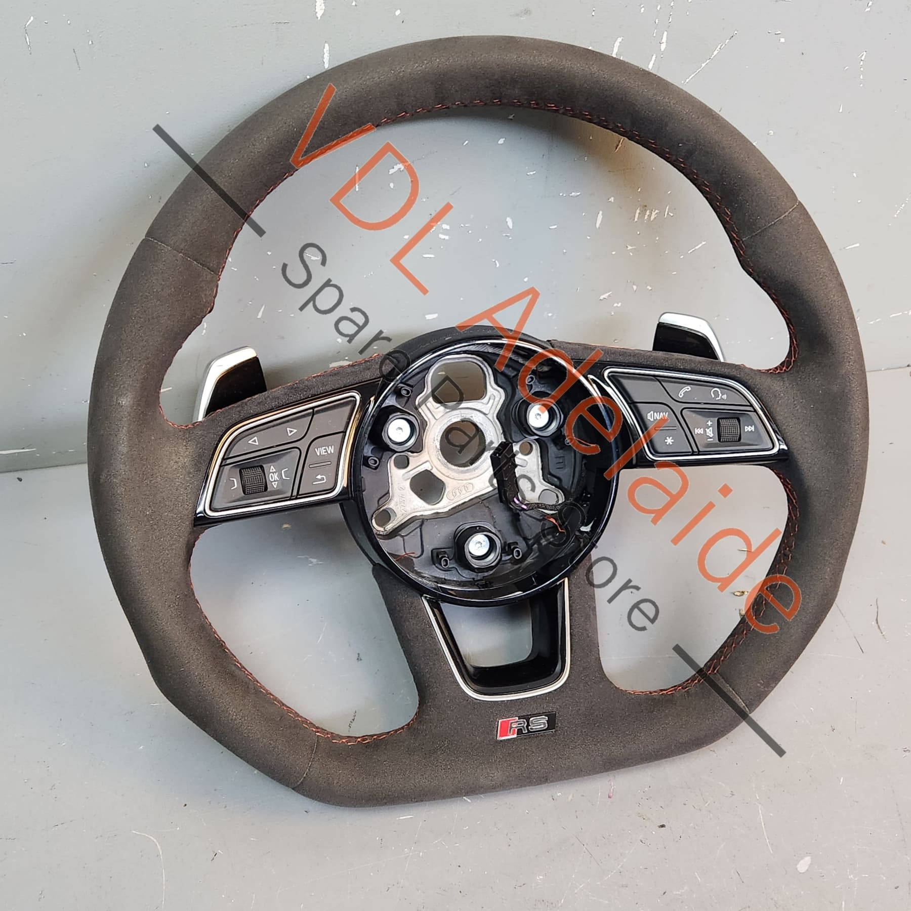 8W0419091EFNTW Audi RS5 F5 B9 Flat Bottom Alcantera w Red Stitch Steering Wheel