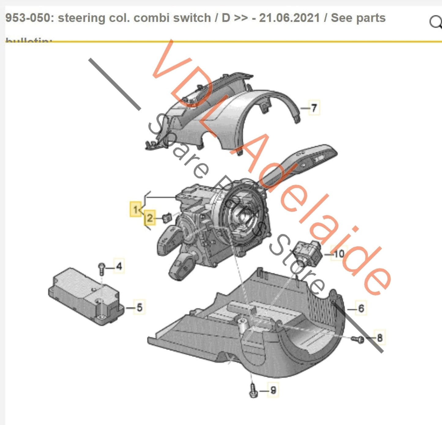 4N0907129AF Audi RS5 F5 B9 Steering Column Switch with Clockspring 4N0907129AF 4N0907129MT
