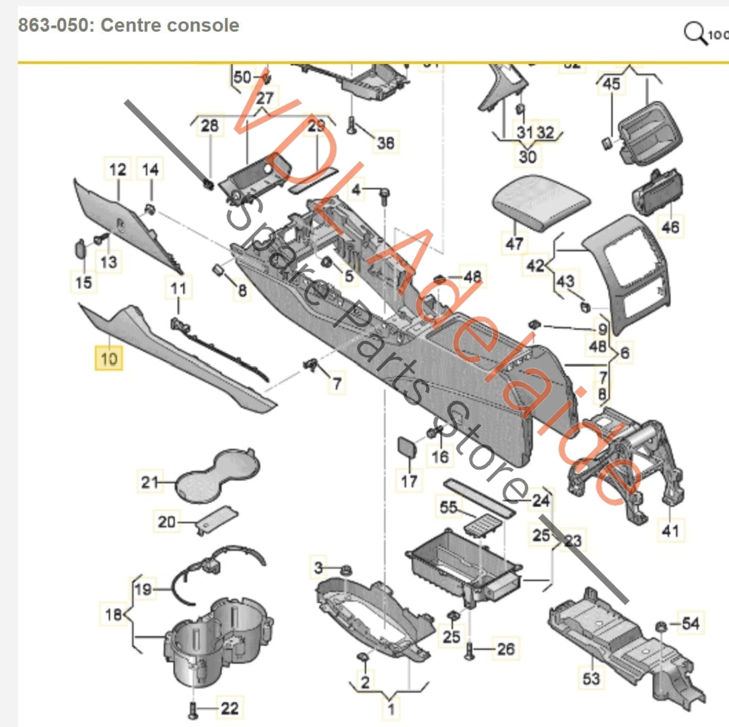 8W2863306ENTW Genuine Audi RS5 F5 B9 Alcacntara w Red Stitching Centre Console trim Set for RHD