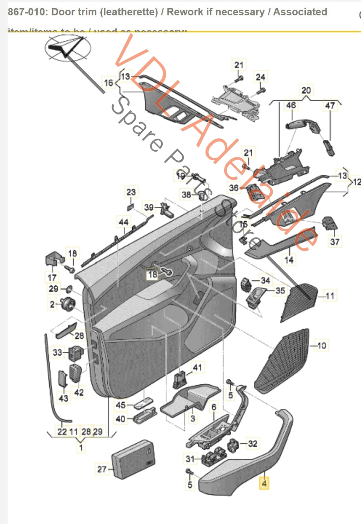 8W0867174B, 8W0867174BMCB, 8W2867172B, ,  Audi RS5 F5 B9 Black Leather Red Stitch Front Right Interior Door Handle Trim 8W0867174B