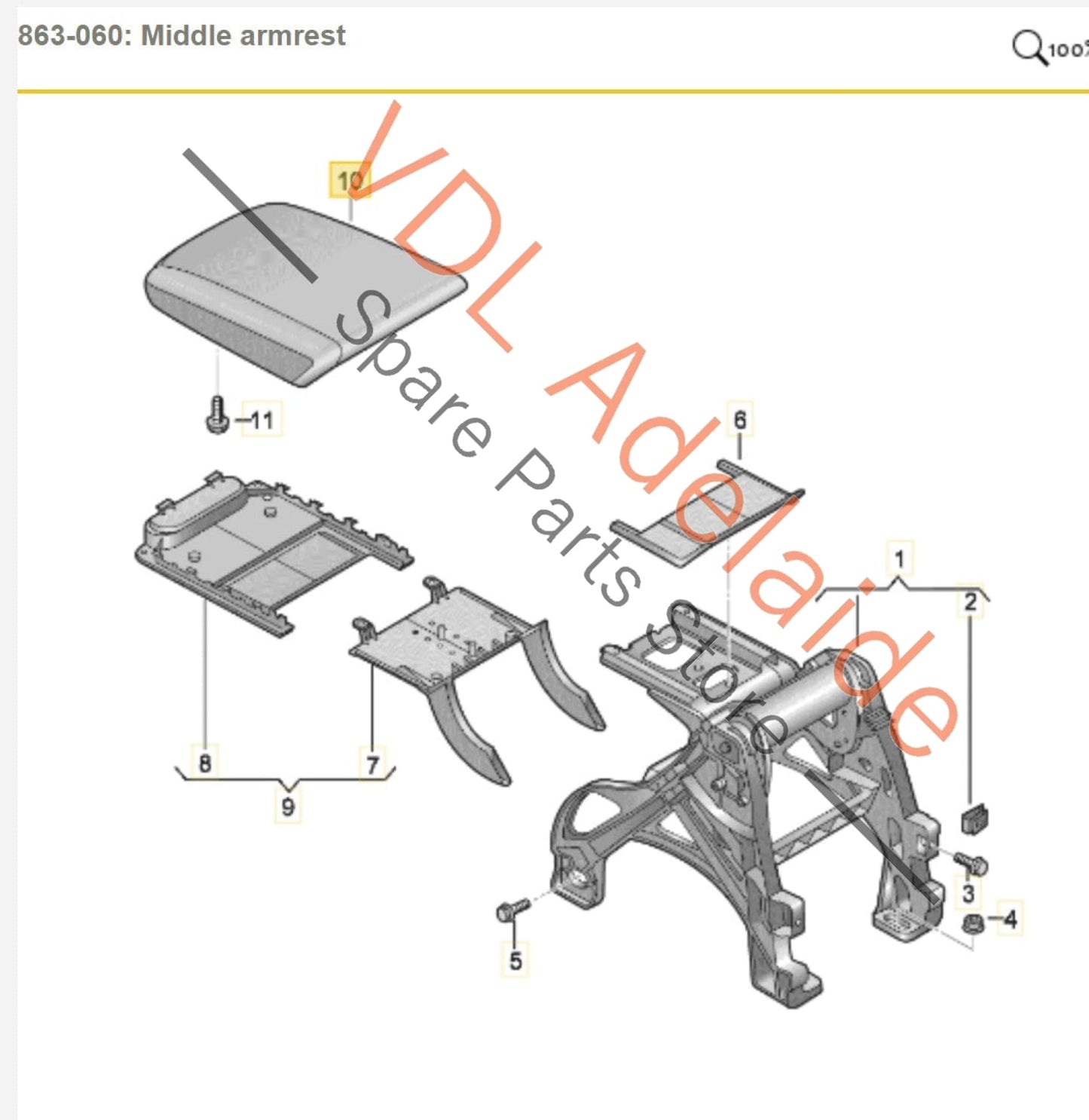 8W0864207JMCB Audi RS5 F5 B9 Drivers Centre Console Arm Rest Black Crescendo Red 8W0864207J MCB