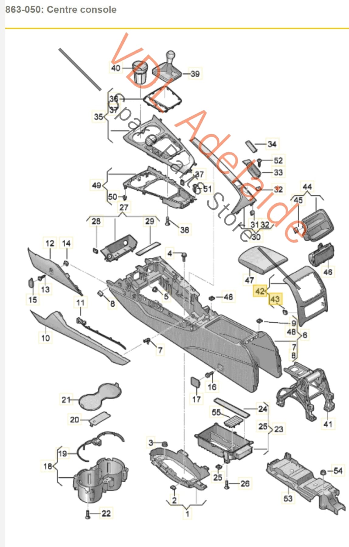 8W0864376 Audi RS5 F5 B9 Centre Console Rear Trim Cover 8W0864376 6PS