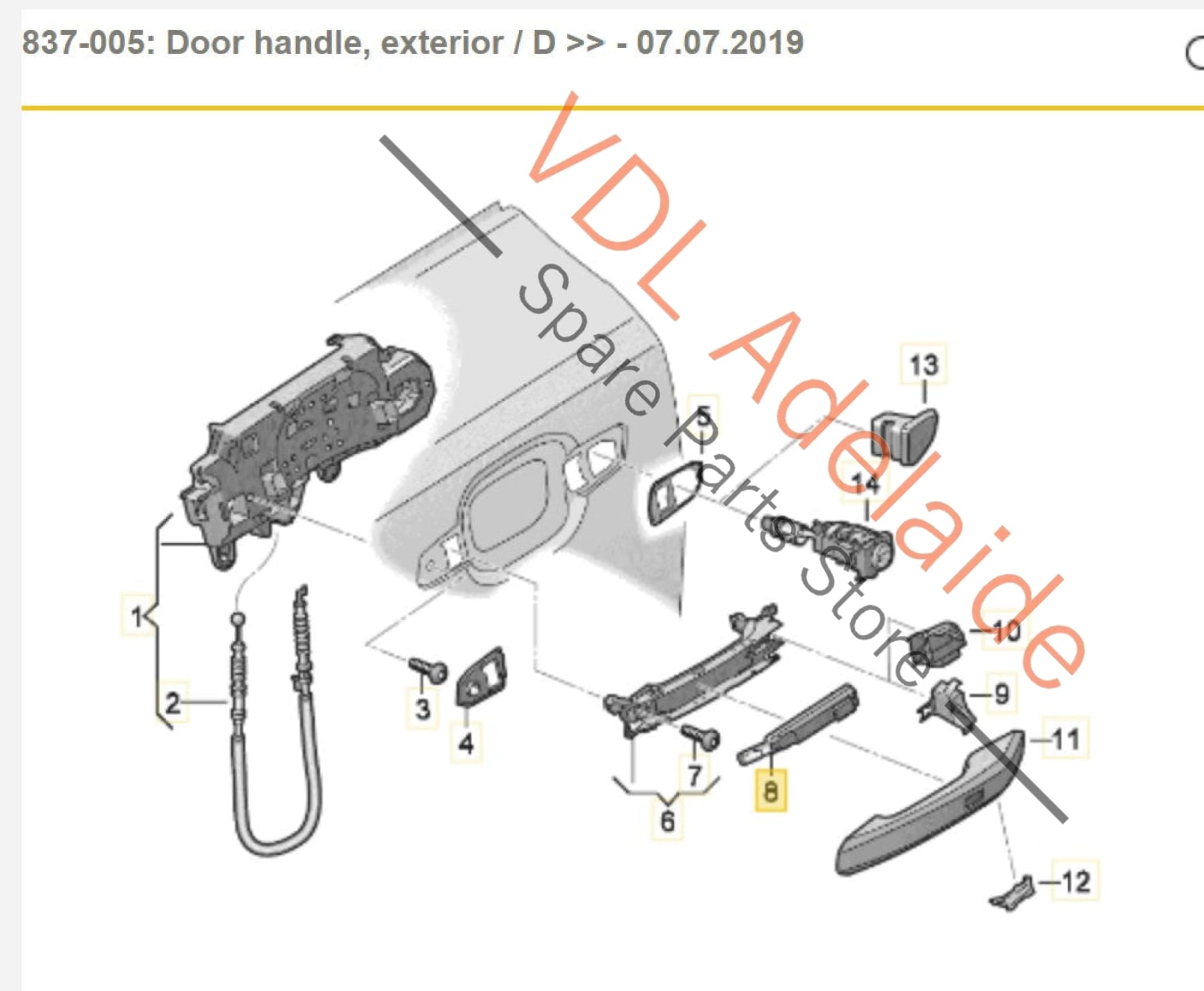 8W0927753 Audi RS5 F5 B9 Left Side Door Handle Keyless Entry Sensor 8W0927753